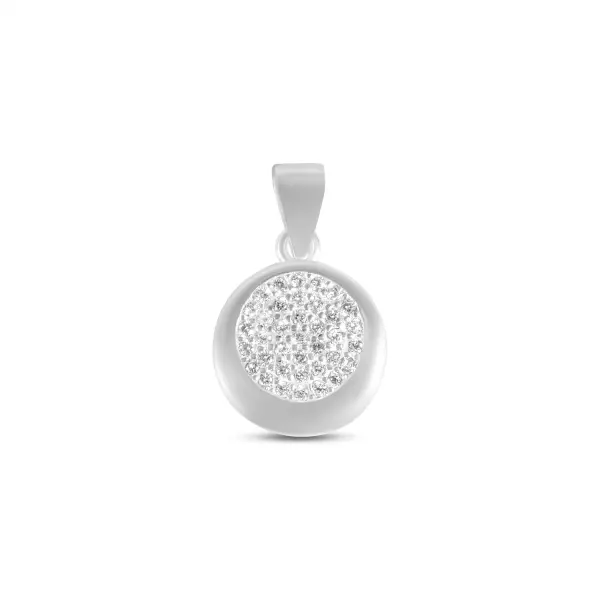 Pandantiv argint rotund cu pietre Zirconia pave Pure Sparkle Disc