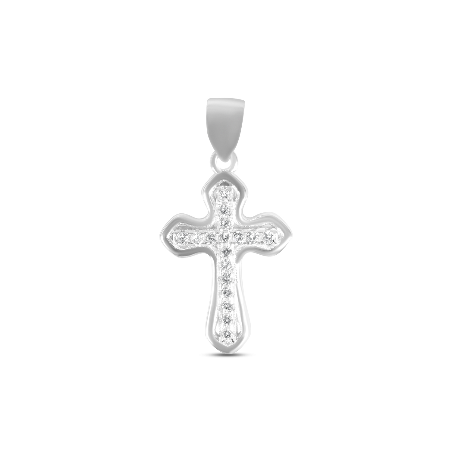 Pandantiv argint in forma de cruce cu pietre Zirconia pave Divine Spark Cross