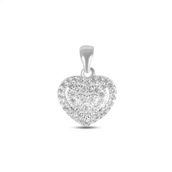Pandantiv argint in forma de inima cu pietre Zirconia si halo de pietre Zirconia Heart Glow