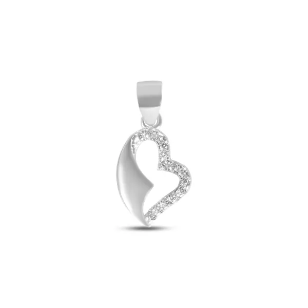 Pandantiv argint cu pandantiv inima stilizat si pietre Zirconia Shimmering Heart