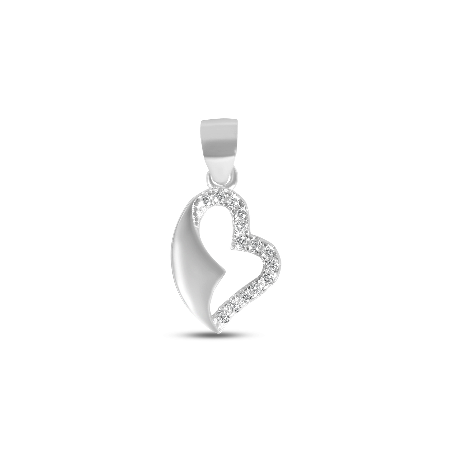 Pandantiv argint cu pandantiv inima stilizat si pietre Zirconia Shimmering Heart
