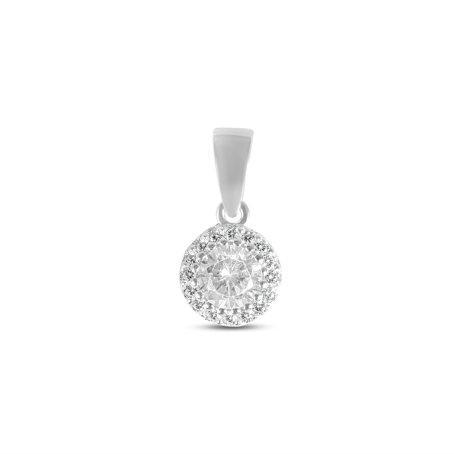Pandantiv argint cu piatra Zirconia rotunda si halo de pietre Zirconia Classic Halo Glow
