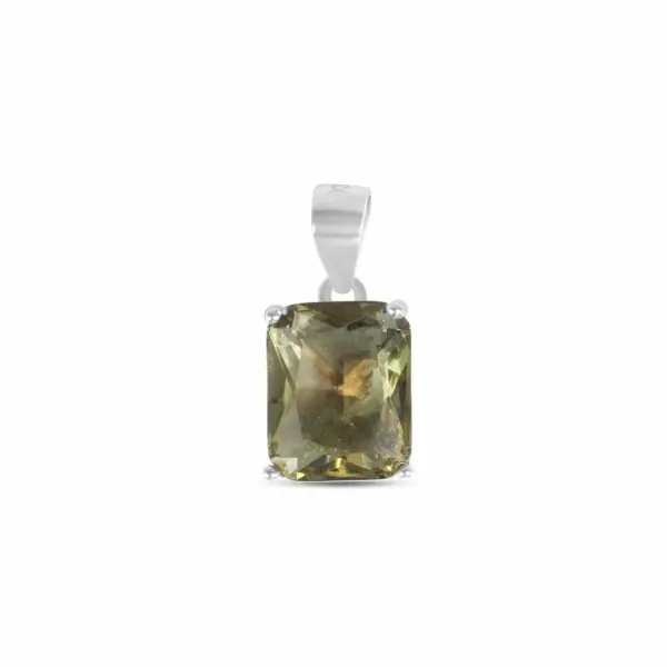 Pandantiv argint cu piatra Zirconia verde dreptunghiulara Emerald Line