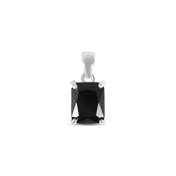 Pandantiv argint cu piatra Zirconia neagra dreptunghiulara Black Geometry