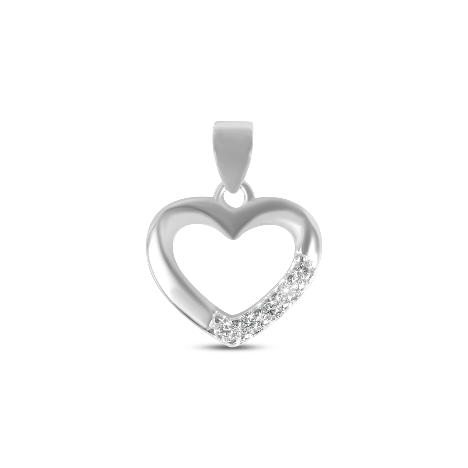 Pandantiv argint in forma de inima cu pietre Zirconia albe Pure Heart