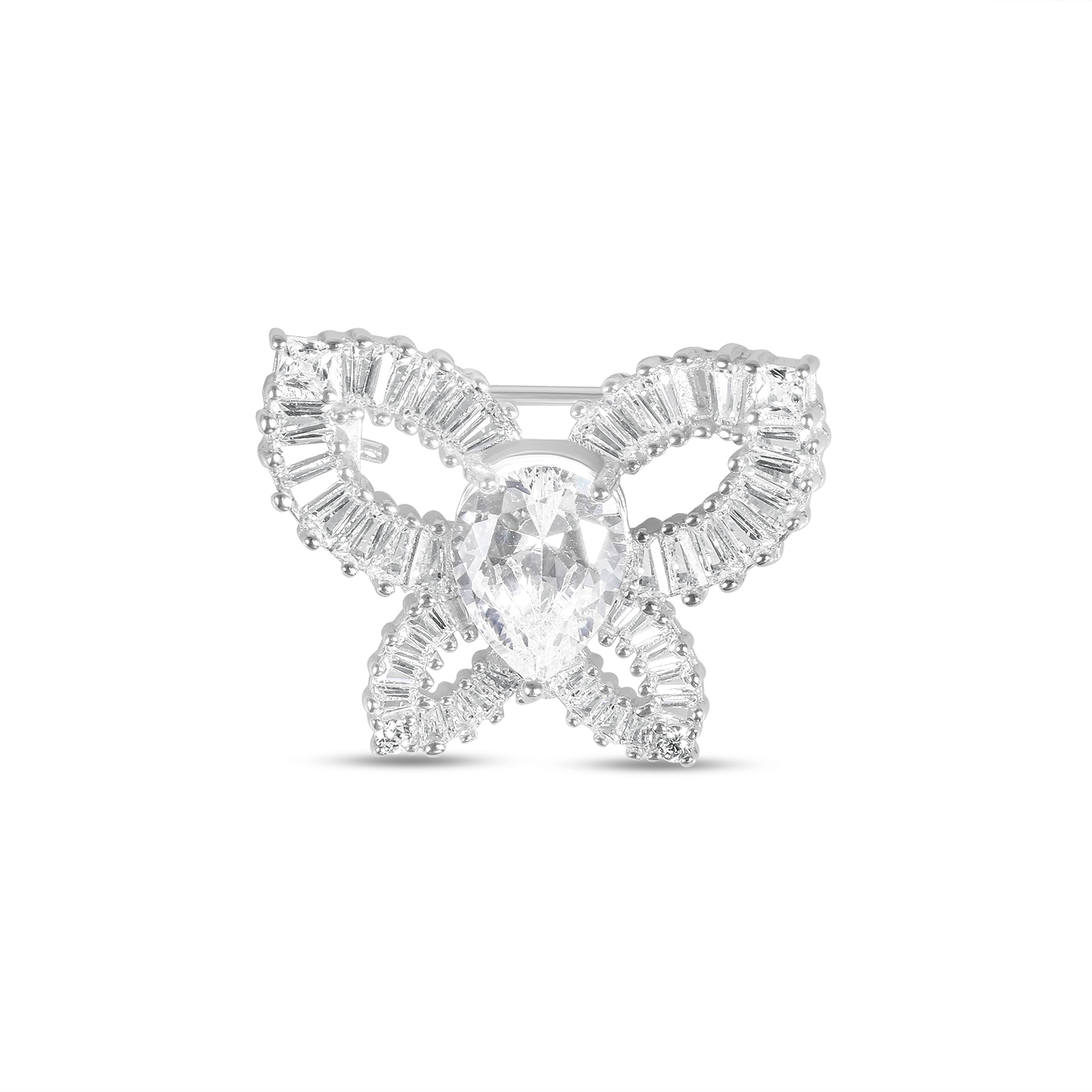 Brosa argint cu piatra Zirconia ovala si pietre Zirconia dreptunghiulare Elegant Butterfly Spark