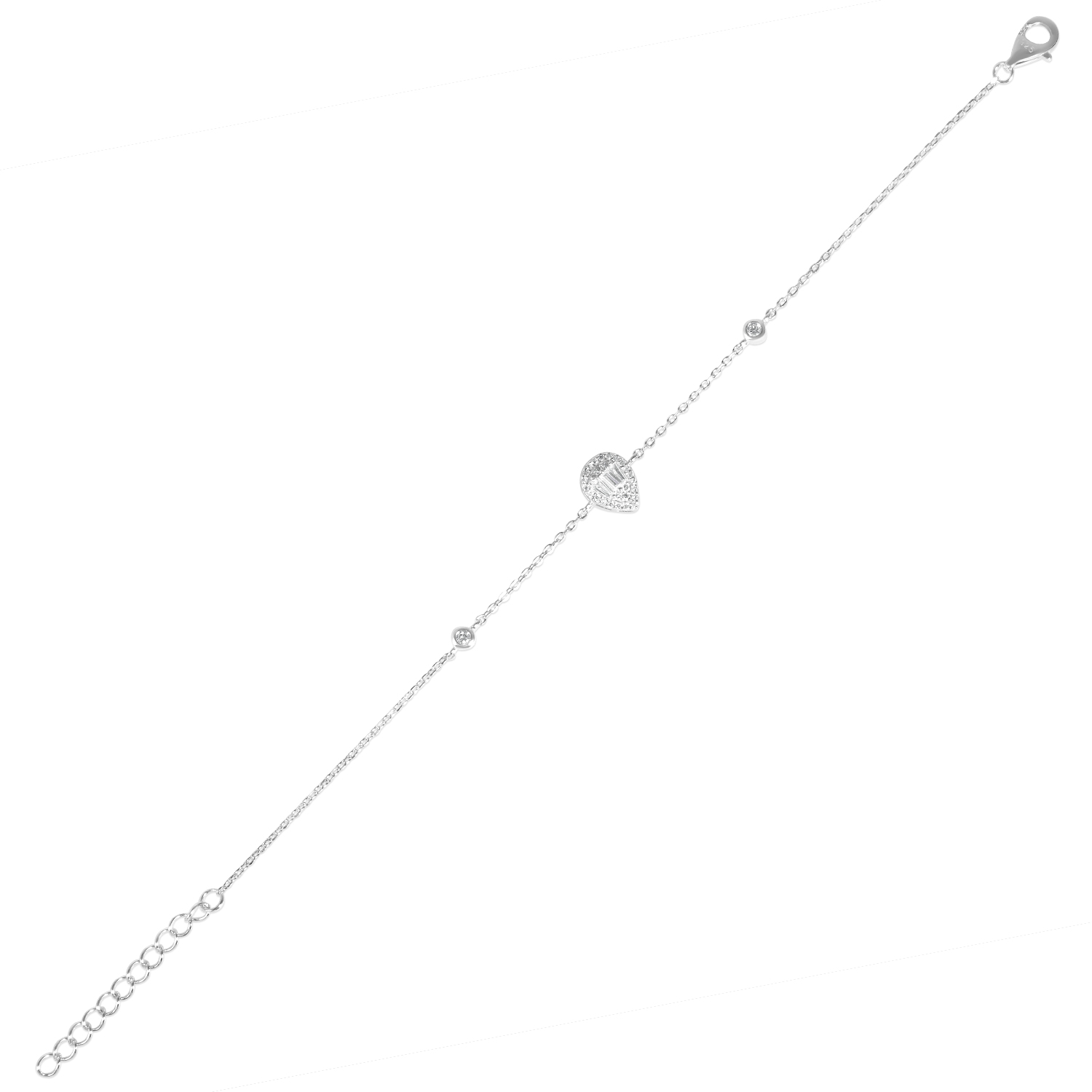 Bratara argint cu pandantiv picatura si pietre zirconia Crystal Drop Grace