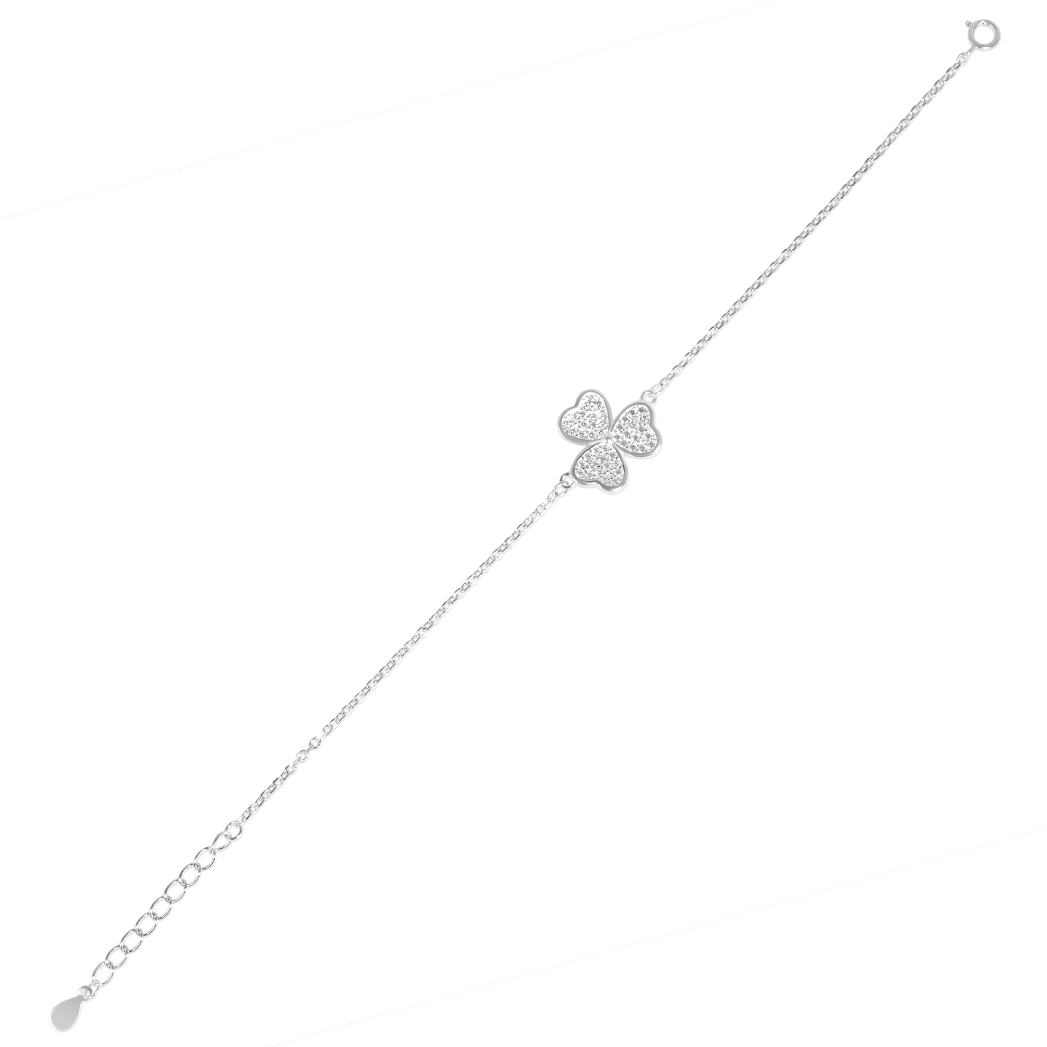 Bratara argint cu trifoi pavat cu pietre Zirconia Lucky Clover Shine