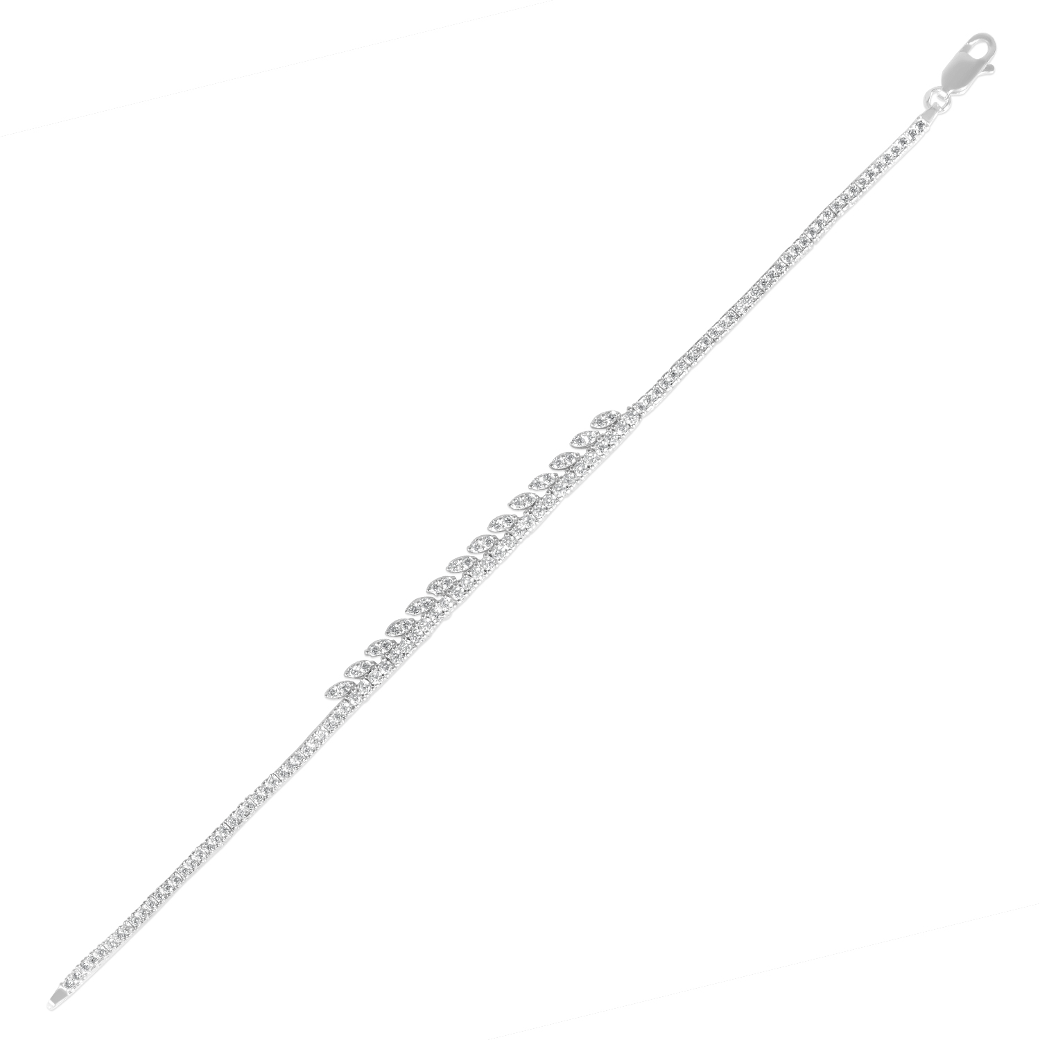 Bratara argint cu frunze pavate cu pietre Zirconia Leaf Whisper Glow
