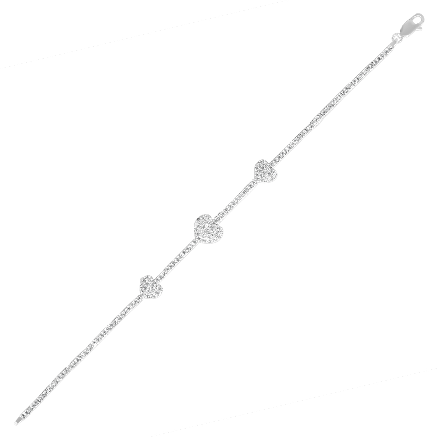 Bratara argint cu trei inimi pavate cu pietre Zirconia Triple Heart Sparkle