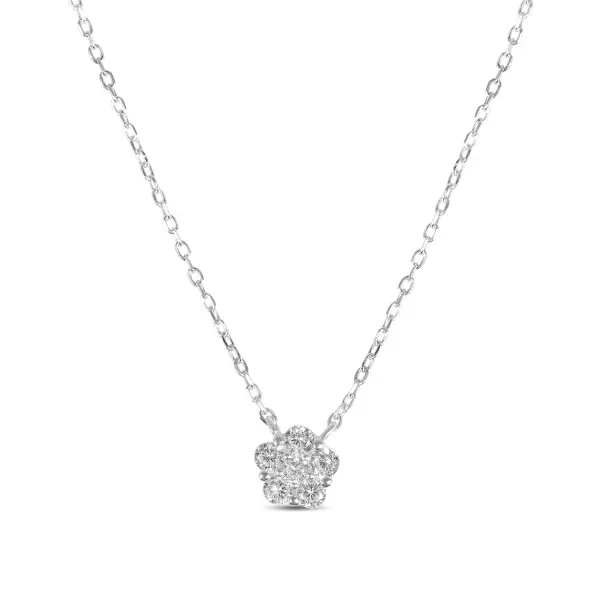 Colier de argint cu pandantiv floare si pietre Zirconia Floral Spark Elegance