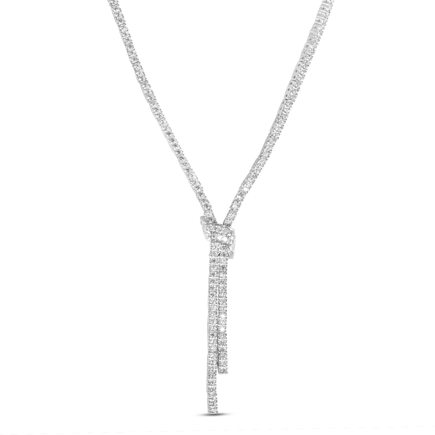 Colier de argint cu nod pavat cu pietre Zirconia Endless Knot Glow