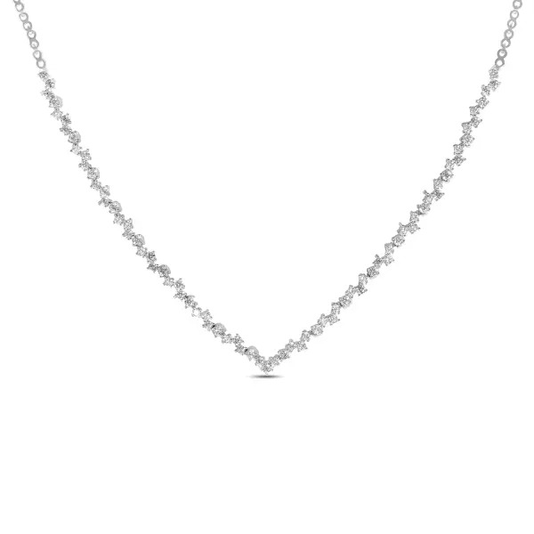 Colier de argint in forma de V cu pietre Zirconia pavate V Lumiere Grace