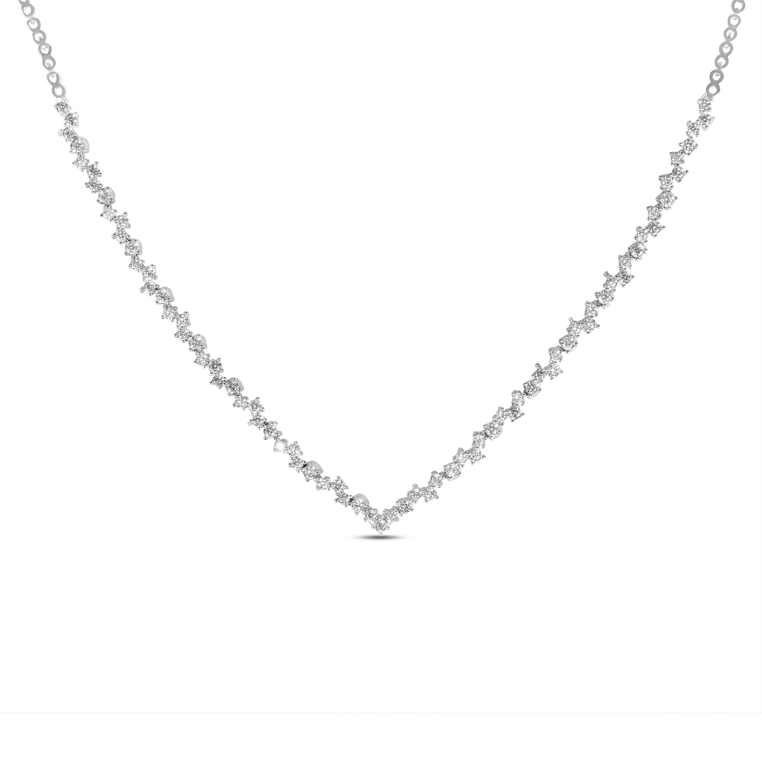 Colier de argint in forma de V cu pietre Zirconia pavate V Lumiere Grace
