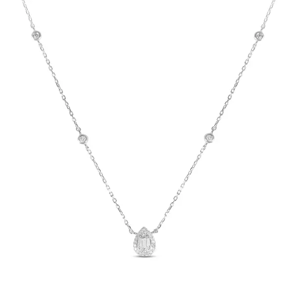 Colier de argint cu pietre Zirconia si pandantiv tip picatura Drop of Light Elegance