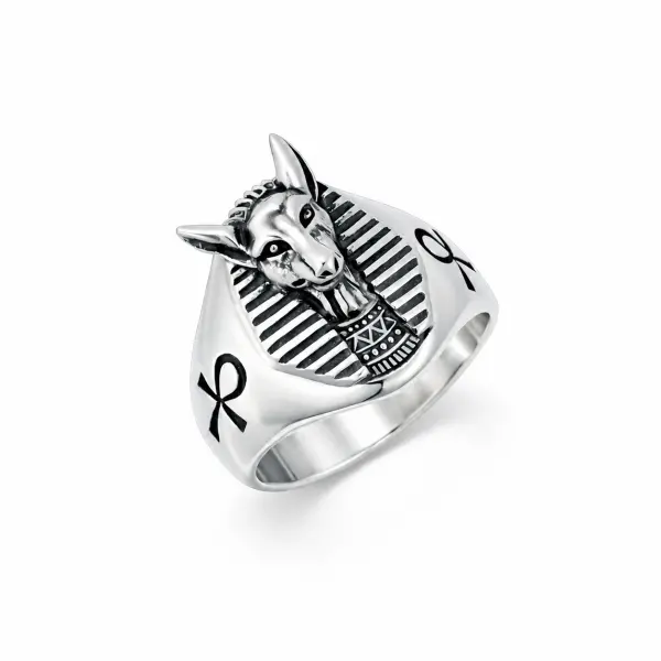 Inel argint model Anubis Sacred Guardian Ring