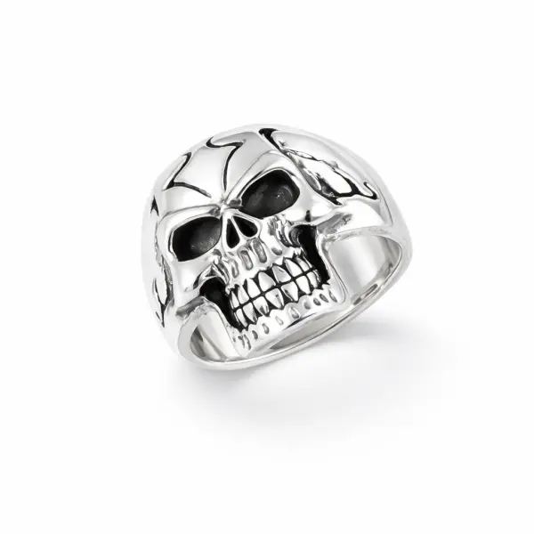 Inel argint model craniu cu insertii decorative Skull Insignia Ring