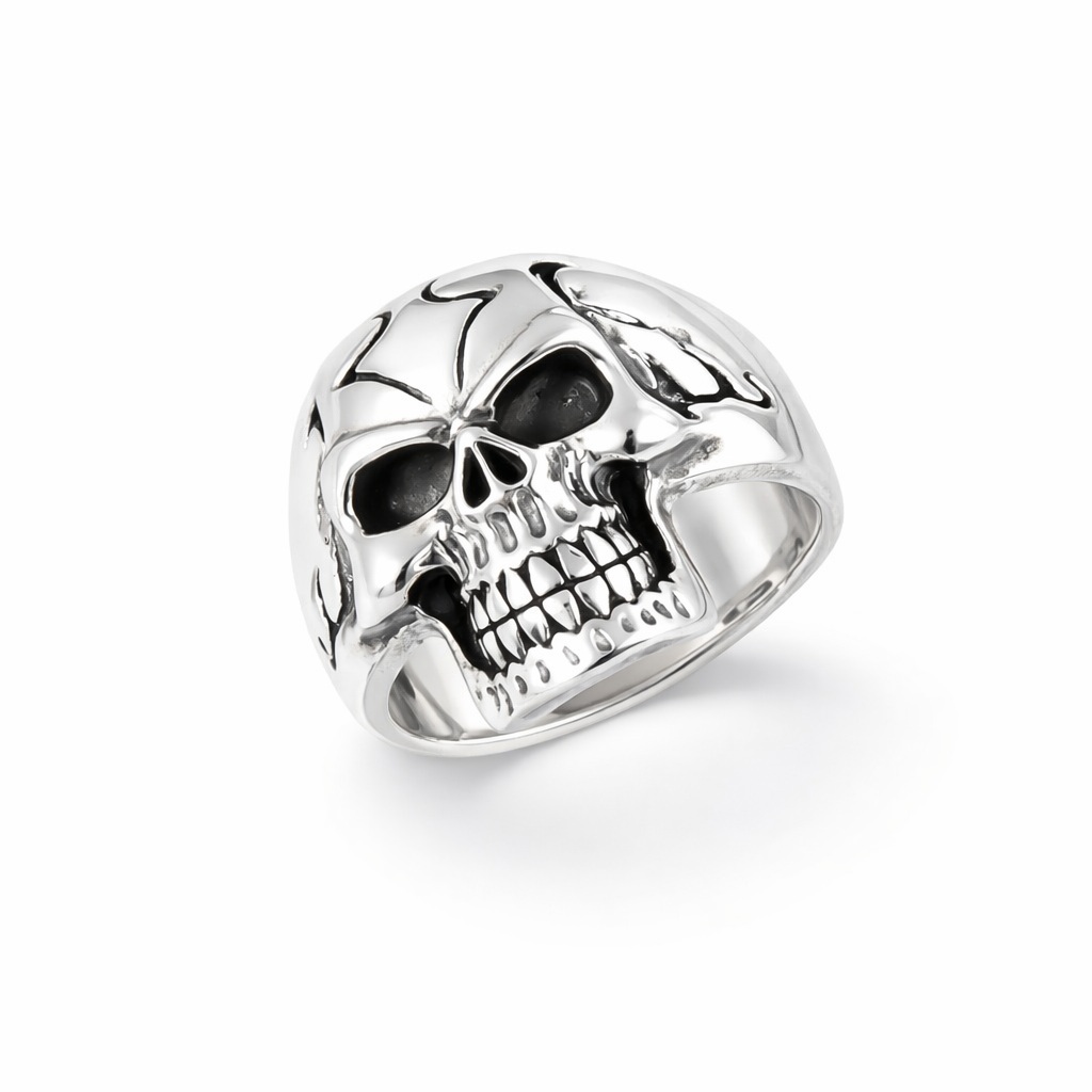 Inel argint model craniu cu insertii decorative Skull Insignia Ring