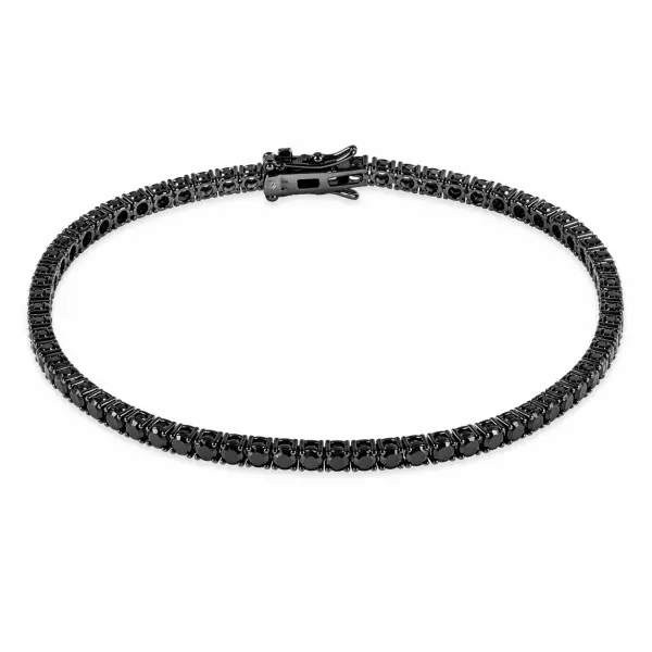 Bratara argint tennis cu pietre Zirconia negre Midnight Noir Spark