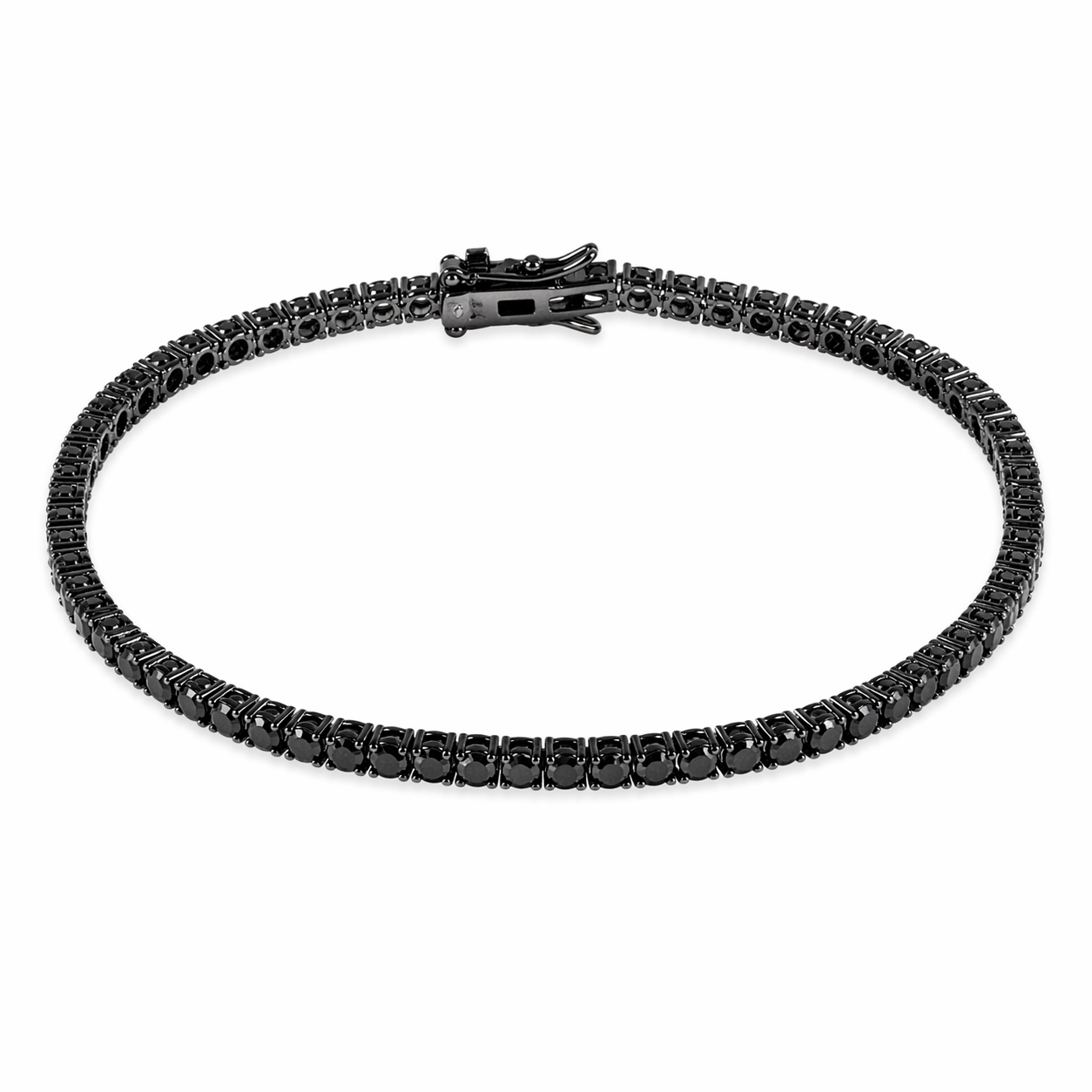 Bratara argint tennis cu pietre Zirconia negre Midnight Noir Spark