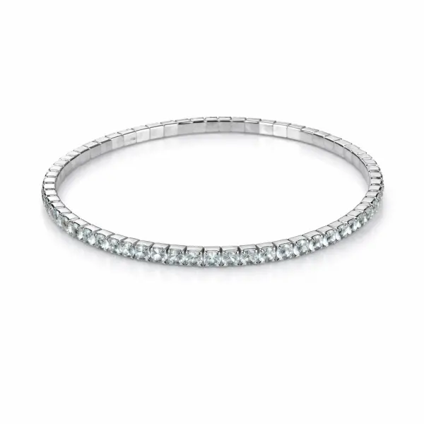 Bratara argint tennis elastica cu pietre Zirconia albastre Pure Ice Flex
