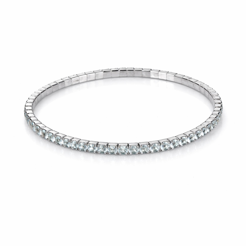 Bratara argint tennis elastica cu pietre Zirconia albastre Pure Ice Flex